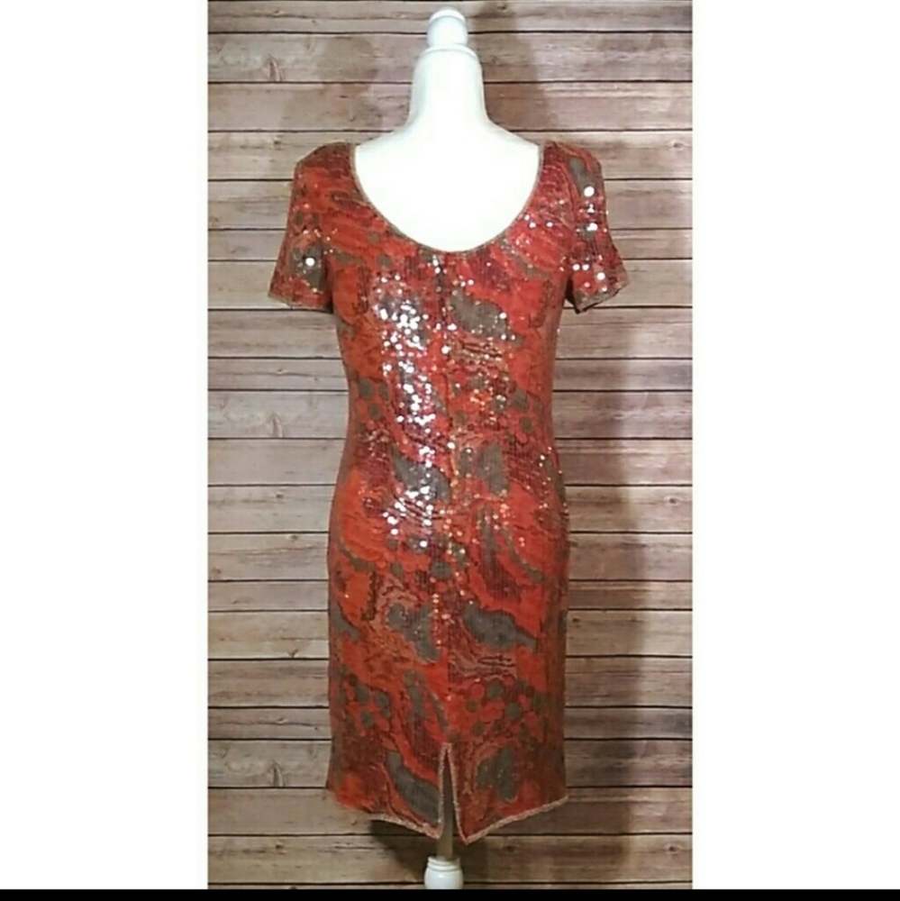 Styleworks vintage red sequined cocktail dress - Picture 2 of 4
